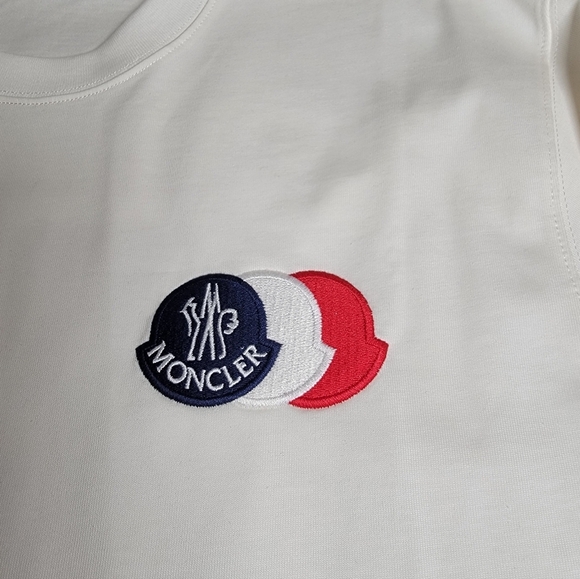 Moncler White Logo T-Shirt for Men - Picture 2 of 6